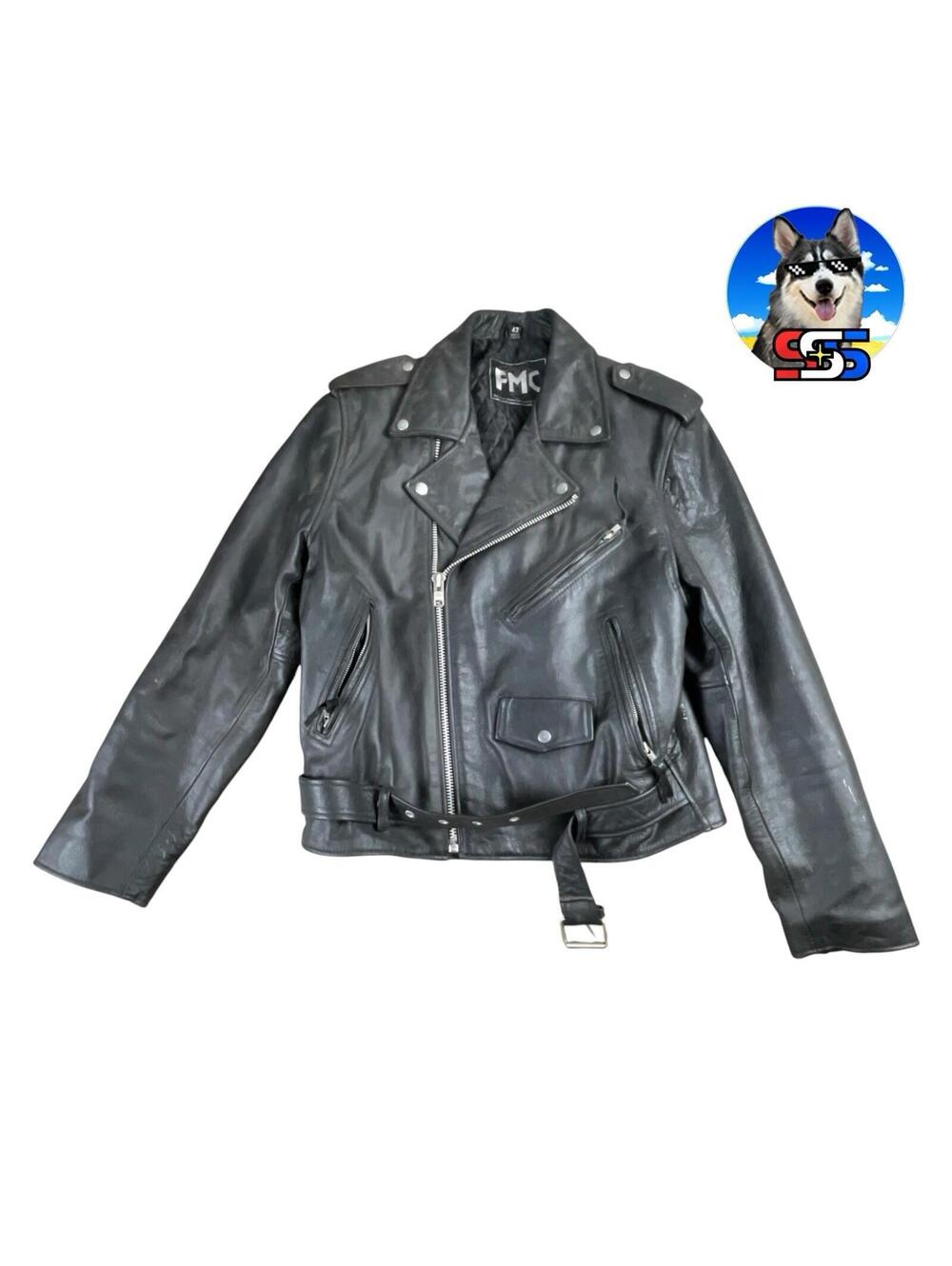 FMC First Manufacturing Company Leather Moto Jacket Greaser Perfecto Men's 42